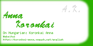anna koronkai business card